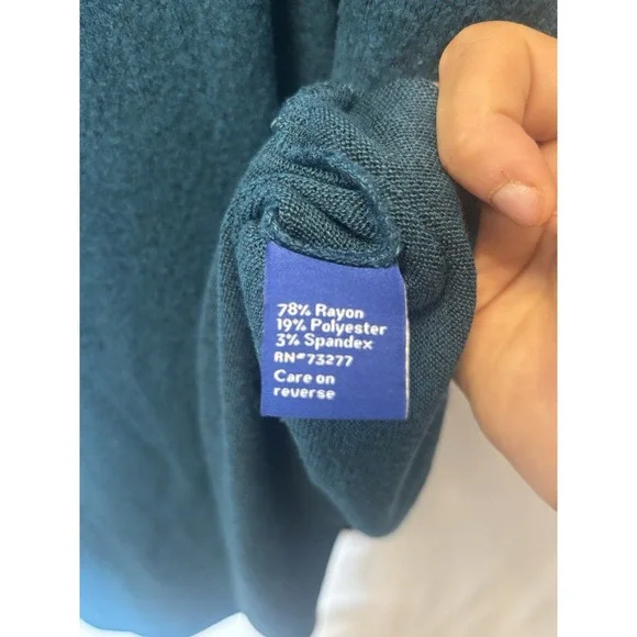 Apt 9 Dark Teal V Neck Stretch 3/4 Sleeve Dress Women Pockets Sz M Z14 - Picture 3 of 4